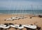 Sand yachts on the beach in Saint Malo. Brittany, France