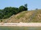 Sandbags and Rock Seawall On Lake Michigan Beach