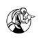 Sandblaster Abrasive Blasting Side View Circle Mascot Black and White