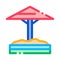 Sandbox with protective umbrella icon vector outline illustration