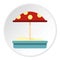 Sandbox with red dotted umbrella icon circle