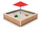 Sandbox on white background. 3d rendering