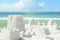 Sandcastle on Florida beach with white sand