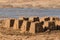 Sandcastles on beach