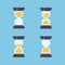 Sandglass flat icons . Sandglass animation frames. Time hourglass, sandclock process timer