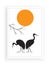 Sandhill Crane silhouettes on sunset, vector. Minimalist poster design. Two birds silhouettes illustration isolated on white backg