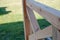 Sanding wood. wood texture. Sanded wooden beams. Close-up view. Sanding a wooden beam at a construction site