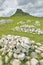 Sandlwana hill or Sphinx with soldiers graves in foreground, the scene of the Anglo Zulu battle site of January 22, 1879. The