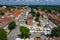 Sandomierz, Poland. Aerial view of medieval old town with town hall tower, gothic cathedral