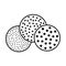 Sandpaper disc line icon. Black & white illustration of sanding abrasive paper. Round glasspaper pads with grain texture