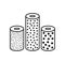 Sandpaper roll line icon. Black & white illustration of sanding abrasive paper. Glasspaper flexible cloth with grain texture