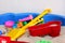 Sandpit with colorful toys