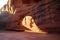 sandstone arch illuminated by soft sunlight