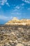 Sandstone butte of Xwejni Bay, Xwejni, Gozo Island, Malta,