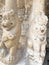 Sandstone carvings of Lion sculpture in the pillars of ancient kanchi Kailasanathar temple in Kanchipuram