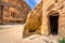 Sandstone caves in Little Petra, ancient city of Petra, Jordan.