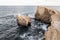 Sandstone, creating original rocks of tender shape. Atlantic ocean. San Miguel de Tajao. Selective focus. Tenerife, Canary Islands