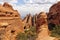 Sandstone Fins in a Narrow Canyon