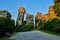 The sandstone formation `Externsteine` Germany in beautiful evening sunlight