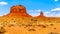 The sandstone formations of Merrick Butte and East Mitten Butte in the desert landscape of Monument Valley Navajo Tribal Park