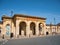 The sandstone frontage of the Victorian Saltburn Railway station in Cleveland, in the north-east of England in the UK the