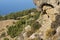 Sandstone geological formations typhoon in the Guadalteba and Guadalhorce regions in the province of Malaga. Spain