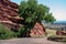 Sandstone hills overlooking homes near Denver Colorado USA