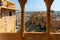 Sandstone made beautiful balcony, jharokha,  stone window and exterior of Jaisalmer fort. UNESCO World heritage site overlooking