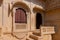 Sandstone made beautiful balcony, jharokha, stone window and exterior of Rani Mahal or Rani Ka Mahal, inside Jaisalmer fort.