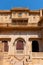 Sandstone made beautiful balcony,  jharokha, stone window and exterior of Rani Mahal or Rani Ka Mahal, inside Jaisalmer fort.