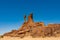 Sandstone pinnacles in the Sahara desert, blue sky, Chad, Africa.