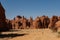 Sandstone pinnacles in the Sahara desert, blue sky, Chad, Africa..