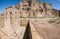 Sandstone rock with carved tombs of persian kings in Necropolis, Iran. King burial site of ancient Persia. Zoroastrian