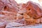 Sandstone rock elephant in gorge Siq in Petra