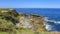 Sandstone rock formations on the Cantabrian coastline. Mount Jaizkibel, Basque Country, Spain