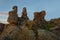 Sandstone rock formations at sunset