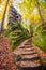 Sandstone staircase in autumnal forest