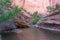 Sandstone waterfall in canyon near Moab, Utah