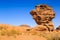 Sandstone yellow colored pillar rock in the Wadi rum desert in J