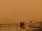 Sandstorm in Brisbane Australia - View of Brisbane CBD and Brisbane River in daytime