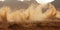 Sandstorm in desert. wind and orange sand clouds. Dunes landscape. Generative AI