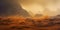 Sandstorm in desert. wind and orange sand clouds. Dunes landscape. Generative AI