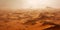 Sandstorm in desert. wind and orange sand clouds. Dunes landscape. Generative AI