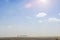 Sandstorm in the Sahara desert, Morocco. Silhouette of dromedaries of the Bedouin population. Merzouga desert