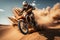 Sandstorm stunts Extreme motocross rider showcases daring jumps in desert