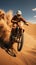 Sandstorm stunts Extreme motocross rider showcases daring jumps in desert