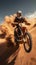 Sandstorm stunts Extreme motocross rider showcases daring jumps in desert