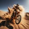 Sandstorm stunts Extreme motocross rider showcases daring jumps in desert