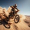 Sandstorm stunts Extreme motocross rider showcases daring jumps in desert