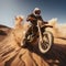 Sandstorm stunts Extreme motocross rider showcases daring jumps in desert